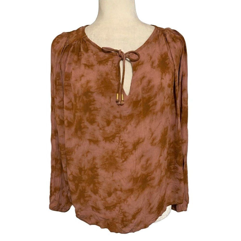 louise misha womens orange brown tie dye long sleeve top 36 Small France